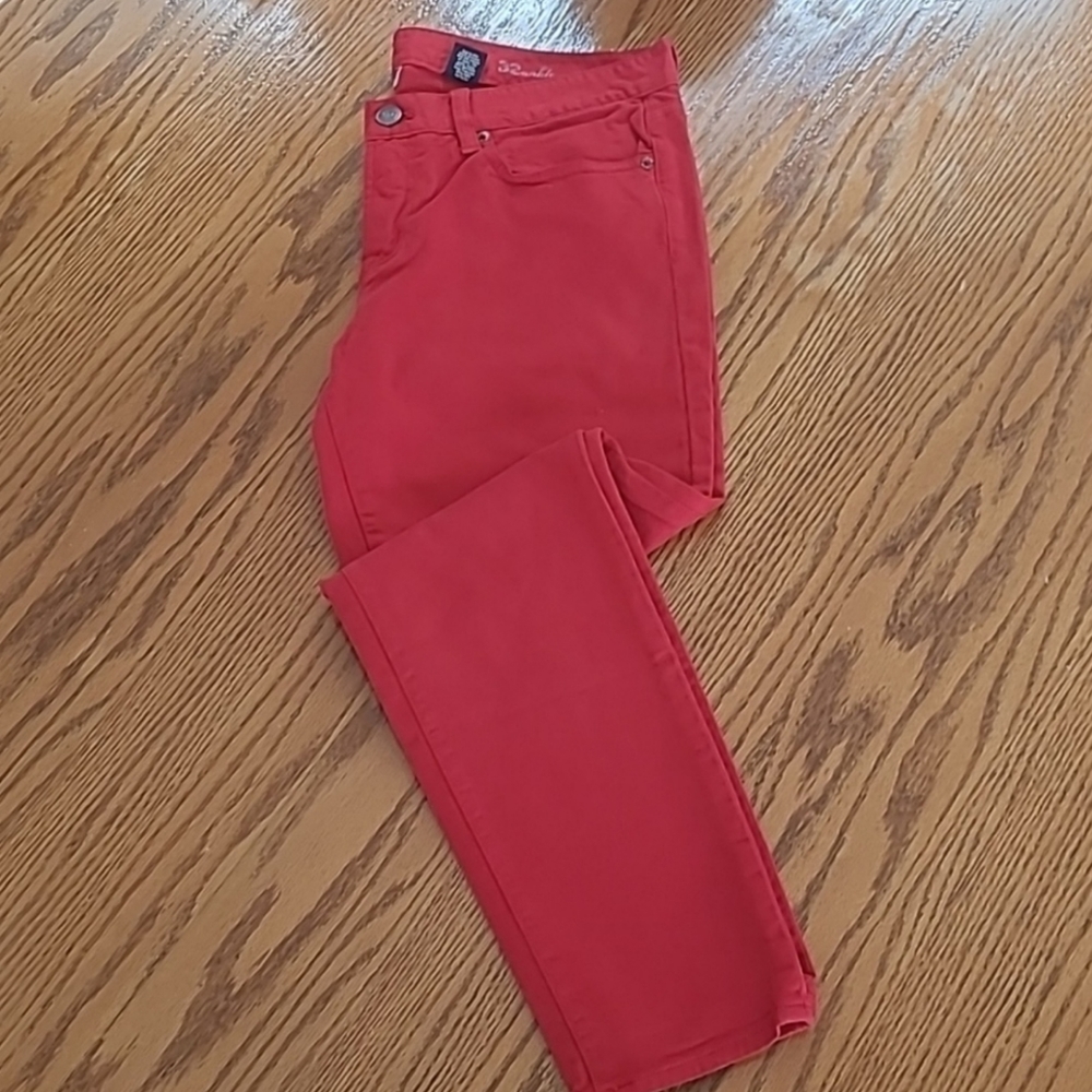 J. Crew Toothpick Red Denim Jeans 32 Ankle Winter Holiday Christmas Valentines